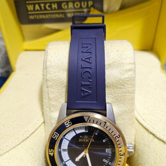 Invicta Specialty Men Blue Silicone Band Gold Silver Watch 12847 - Picture 2 of 5
